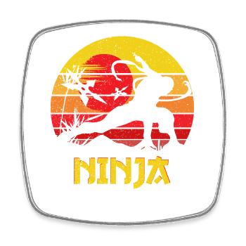 Sunset Ninja Silhouette - Viereckiger Kühlschrankmagnet - Weiß - Vorne