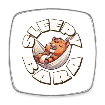 Capybara Sleepy Bara - Viereckiger Kühlschrankmagnet - Weiß - Vorne