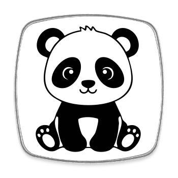Cute Baby Panda – Black & White - Square fridge magnet - white - Front