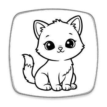 Cute Baby Cat – Black & White Kitten - Viereckiger Kühlschrankmagnet - Weiß - Vorne