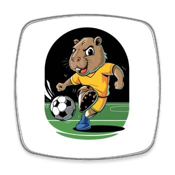  Lustiges Fußball Nagetier Maskottchen Tierischer - Viereckiger Kühlschrankmagnet - Weiß - Vorne