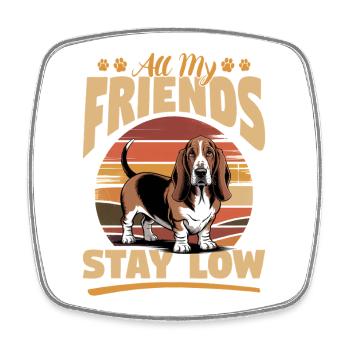 Funny Dog Breed Basset Hound - Viereckiger Kühlschrankmagnet - Weiß - Vorne