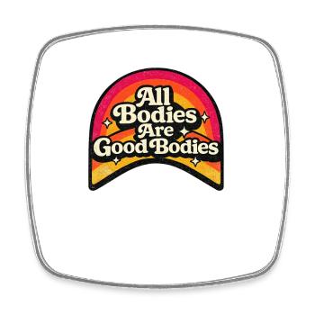 All Bodies Are Good Bodies Retro Rainbow - Viereckiger Kühlschrankmagnet - Weiß - Vorne
