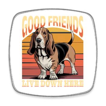 Funny Dog Breed Basset Hound - Viereckiger Kühlschrankmagnet - Weiß - Vorne