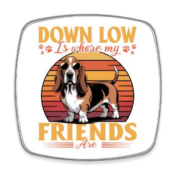 Funny Dog Breed Basset Hound - Viereckiger Kühlschrankmagnet - Weiß - Vorne