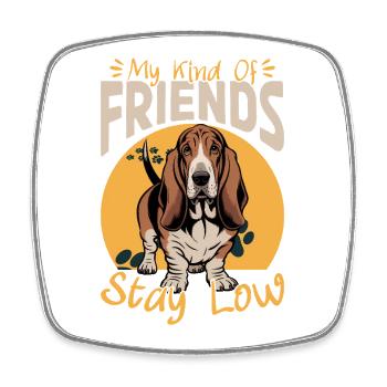 Funny Dog Breed Basset Hound - Viereckiger Kühlschrankmagnet - Weiß - Vorne