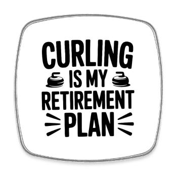 Curling ist mein Altersvorsorgeplan - Viereckiger Kühlschrankmagnet - Weiß - Vorne