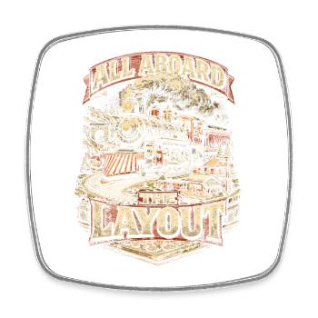 Model Railway Railway All Aboard The Layout - Square fridge magnet - white - Front