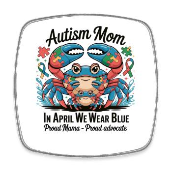Autism Mom T-Shirt – In April We Wear Blue - Square fridge magnet - white - Front