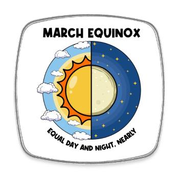 March Equinox Equal Day And Night Spring Equinox - Square fridge magnet - white - Front