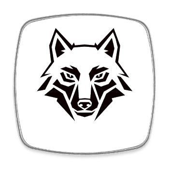 Geometrischer Wolf Kopf – Tribal Tier - Viereckiger Kühlschrankmagnet - Weiß - Vorne