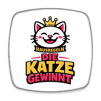 House Rules The Cat Wins Funny Saying - Square fridge magnet - white - Front