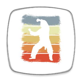 Vintage Karateka Zeichnung - Viereckiger Kühlschrankmagnet - Weiß - Vorne