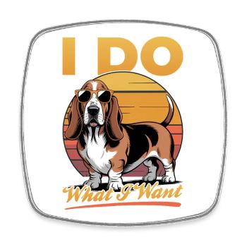 Funny Dog Breed Basset Hound - Viereckiger Kühlschrankmagnet - Weiß - Vorne