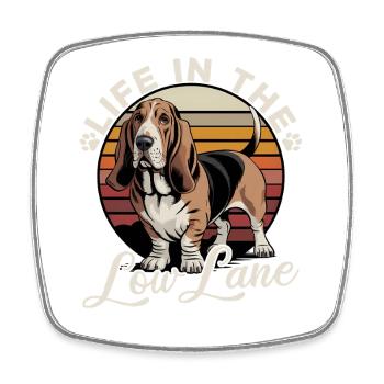 Funny Dog Breed Basset Hound - Viereckiger Kühlschrankmagnet - Weiß - Vorne