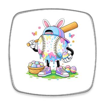 Pastell Ostern Baseball Cartoon - Viereckiger Kühlschrankmagnet - Weiß - Vorne