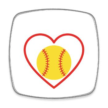 Softball Sports de cœur - Magnet carré - blanc - Devant