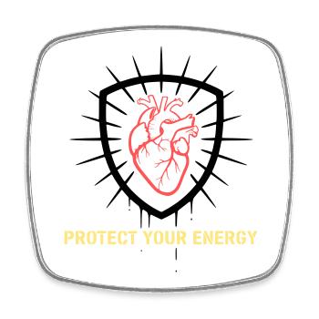 Protect Energy Herz Schild - Viereckiger Kühlschrankmagnet - Weiß - Vorne