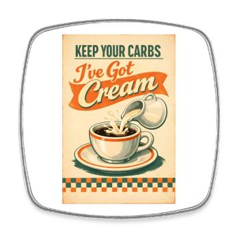 Carbs weg, Sahne her | Keto Retro - Viereckiger Kühlschrankmagnet - Weiß - Vorne