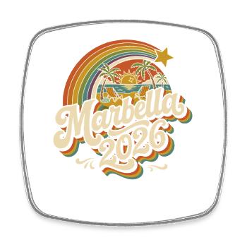 Marbella Retro Sonnenuntergang 2026 - Viereckiger Kühlschrankmagnet - Weiß - Vorne