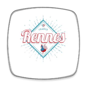 Rennes, Bretagne, France, Souvenir rétro du coq - Magnet carré - blanc - Devant