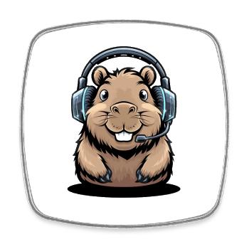  Capybara Gamer Mit Headset Lustiges Zockendes - Viereckiger Kühlschrankmagnet - Weiß - Vorne