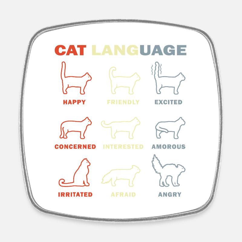 Cat Language Palette: Colorful Cat Expressions - Square fridge magnet - white