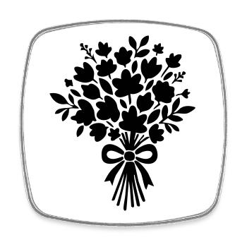 Bouquet de mariée – Design de mariage noir et blanc - Magnet carré - blanc - Devant