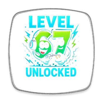 Level 67 Unlocked Six Seven Italian Brainrot Gamer - Square fridge magnet - white - Front