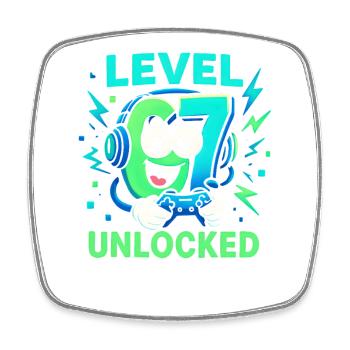 Level 67 Unlocked Six Seven Italian Brainrot Gamer - Square fridge magnet - white - Front