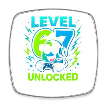 Level 67 Unlocked Six Seven Italian Brainrot Gamer - Square fridge magnet - white - Front