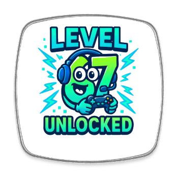 Level 67 Unlocked Six Seven Italian Brainrot Gamer - Square fridge magnet - white - Front