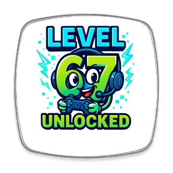 Level 67 Unlocked Six Seven Italian Brainrot Gamer - Square fridge magnet - white - Front
