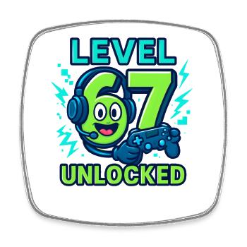 Level 67 Unlocked Six Seven Italian Brainrot Gamer - Square fridge magnet - white - Front