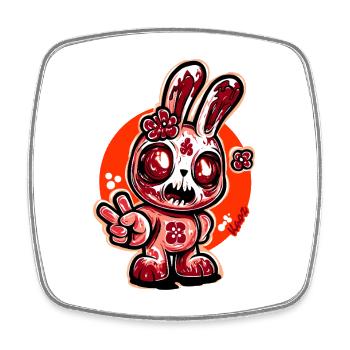 Horror Bloom Bunny - Viereckiger Kühlschrankmagnet - Weiß - Vorne