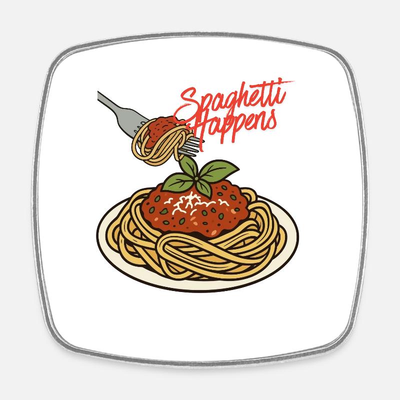 Spaghetti happens - Square fridge magnet - white