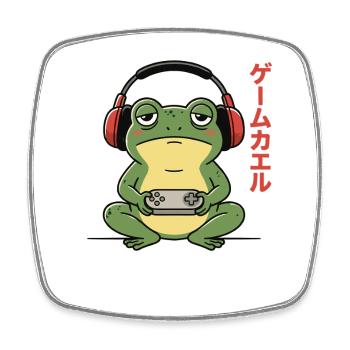 Gaming, Video Gamer, Zocker, Frosch & Japanisch - Viereckiger Kühlschrankmagnet - Weiß - Vorne