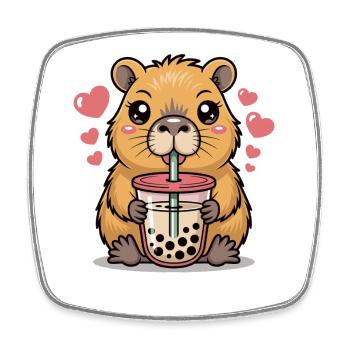 Chemise au thé bulle capybara Kawaii - Magnet carré - blanc - Devant