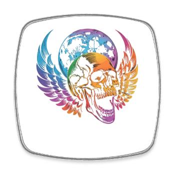 Skull Wing Shirt Colorful Moon Gothic - Square fridge magnet - white - Front