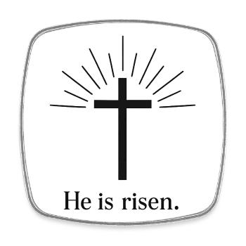 Il est la Croix de Pâques de Jésus ressuscité - Magnet carré - blanc - Devant