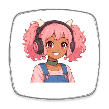 Vintage Japanese Bigfoot Gamer Anime Gaming - Square fridge magnet - white - Front