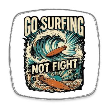 Surfing against war for peace - Square fridge magnet - white - Front