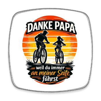 Danke Papa weil du immer an meiner Seite fährst - Viereckiger Kühlschrankmagnet - Weiß - Vorne