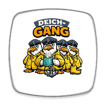 Deich-Gang Möwen Crew mit starkem Küstenhumor - Viereckiger Kühlschrankmagnet - Weiß - Vorne
