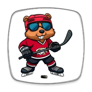 Biber Eishockey - Square fridge magnet - white - Front