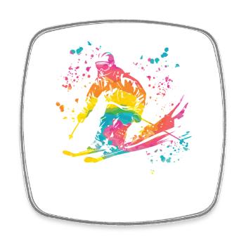 Alpine skiing Winter sports Nordic skiing - Square fridge magnet - white - Front