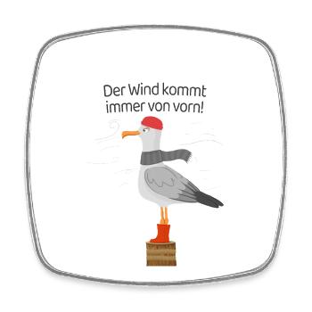 Gegenwind Spruch Möwe Minimalistisch Design - Viereckiger Kühlschrankmagnet - Weiß - Vorne