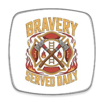 Fire Lieutenant Bravery Served Daily Rescue Team - Viereckiger Kühlschrankmagnet - Weiß - Vorne