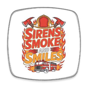 Fire Lieutenant Sirens Smoke And Fire Department - Square fridge magnet - white - Front