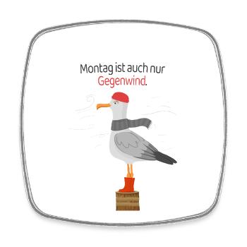 Montag Gegenwind Möwe minimalistischer Spruch - Viereckiger Kühlschrankmagnet - Weiß - Vorne